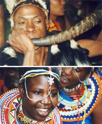 케냐의 전통 악기(위)와 전통 의상(아래). ⓒ오픈도어선교회