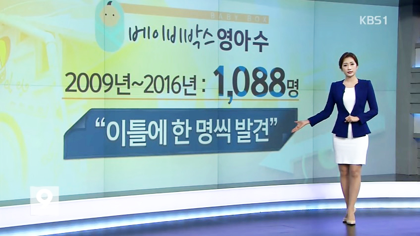 ▲베이비박스 영아수가 누적 1,000명을 넘어섰다.(2016년 기준) ⓒKBS1화면캡쳐