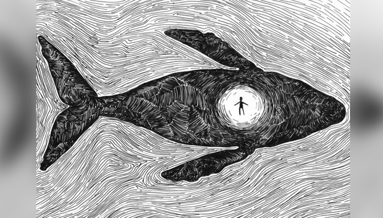 ▲Jonah and the Whale, by Alma Sheppard-Matsuo. @wafflesushi