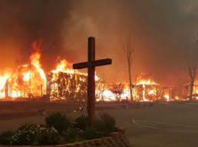 캘리포니아 산불 캠프파이어 십자가 