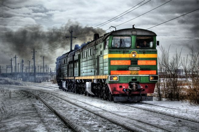 러시아 횡단열차 Locomotive Diesel Russia Train Traffic Smoke