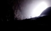 빛 사람 록 키 실루엣 입구 지질학 동굴 탐험