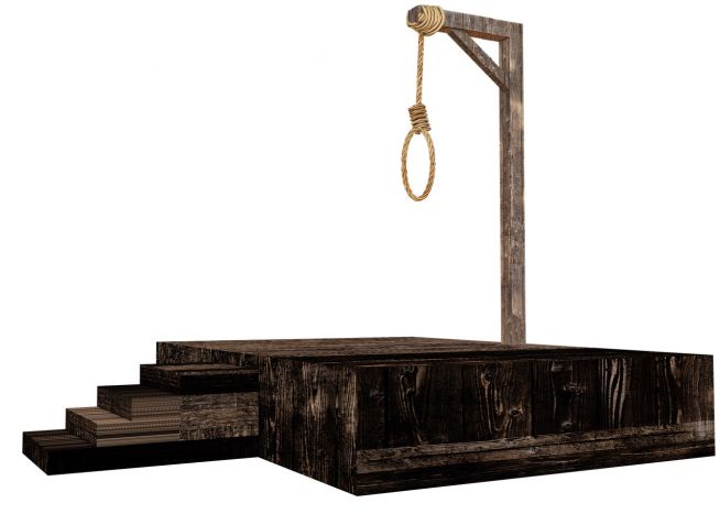 교수형 정죄 판단 사형 살해 단두대 처벌 구형 처형