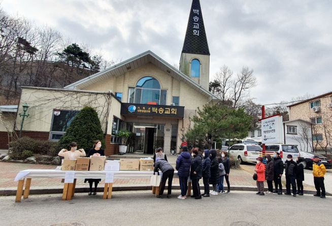 인천 백송교회 마스크 제작