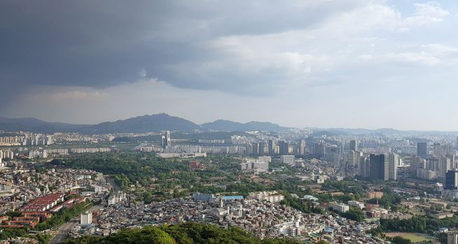 서울 상공 아파트 부동산 남산 하늘 시내