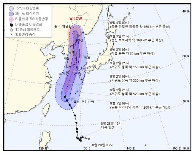 태풍 마이삭 예상경로