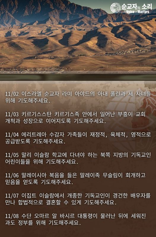 한국 순교자의 소리, 중보기도