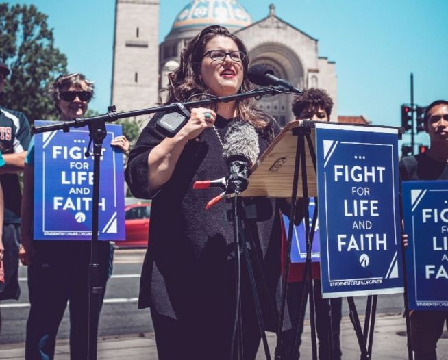 미국의 생명을 위한 학생들(Students for Life of America)이 지난 16일 워싱턴DC에서 ‘생명과 신앙을 위한 투쟁(Fight for Life & Faith)’ 집회를 진행하고 있다. 