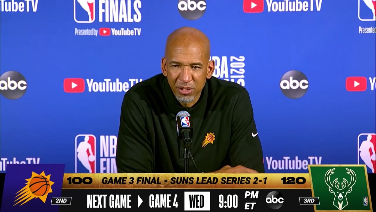 ▲피닉스 선즈의 몬티 윌리엄스(Monty Williams) 감독. ⓒ유튜브 영상 캡쳐