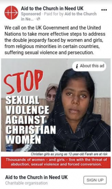 가톨릭 자선 단체 ACN 광고가 페이스북에서 차단됐다.  
