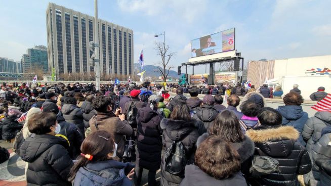 광화문에서 열린 10만 목회자대회 참석자들. ⓒ송경호 기자