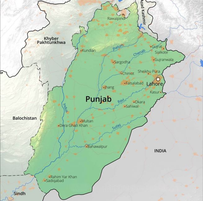 파키스탄 동부와 인도 북서부에 위치한 펀자브 주.