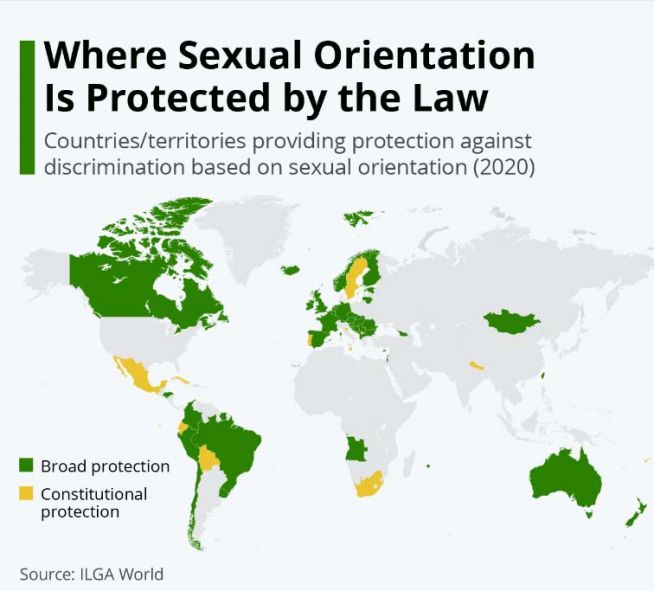 성적지향 차별금지법 세계 지도