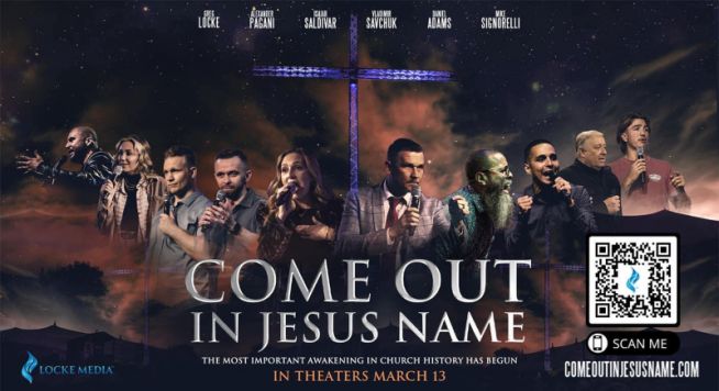 2023년 3월 신작 ‘예수의 이름으로 나아 오라’(Come Out in Jesus Name) 포스터.