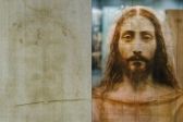 토리노 수의에 새겨진 예수의 흔적(왼쪽)과  AI가 생성한 예수의 얼굴(오른쪽).