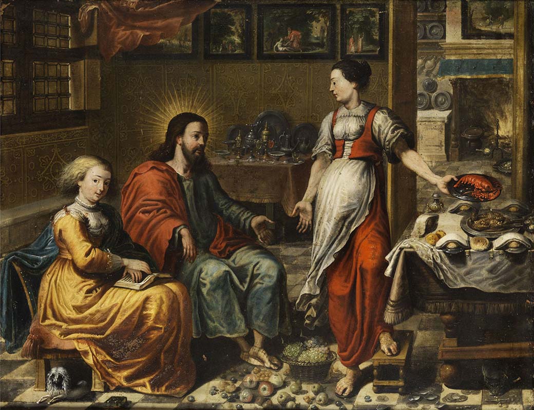 ▲얀 반 케셀(Jan van Kessel)의 &lsquo;마리아와 마르다와 함께 계신 그리스도(Christus bei Maria und Martha)&rsquo;. ⓒWikimedia Commons