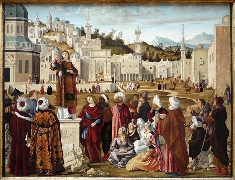 ▲르네상스 시대 이탈리아 베네치아파 화가 카르파초(Vittore Carpaccio, 1460년경-1527)의 &lsquo;스데반의 설교(The Sermon of St. Stephen)&rsquo;.