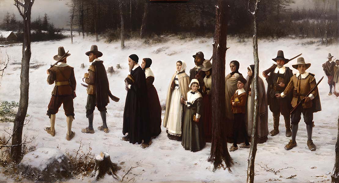 ▲화가 조지 헨리 바우튼(George Henry Boughton, 1833-1905)의 작품 &lsquo;청교도들이 교회를 가다(Pilgrims Going to Church, 1867)&rsquo;.