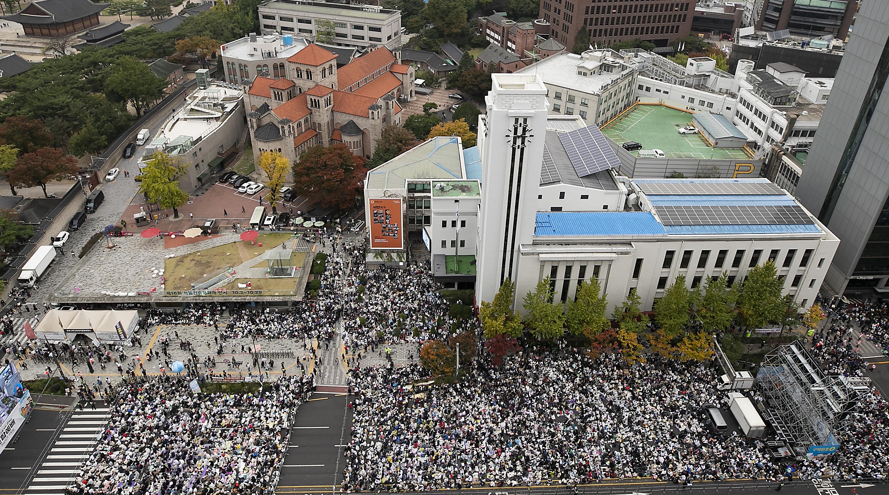 ▲서울시청 앞 광장 및 인근 지역 드론 사진. ⓒ주최측