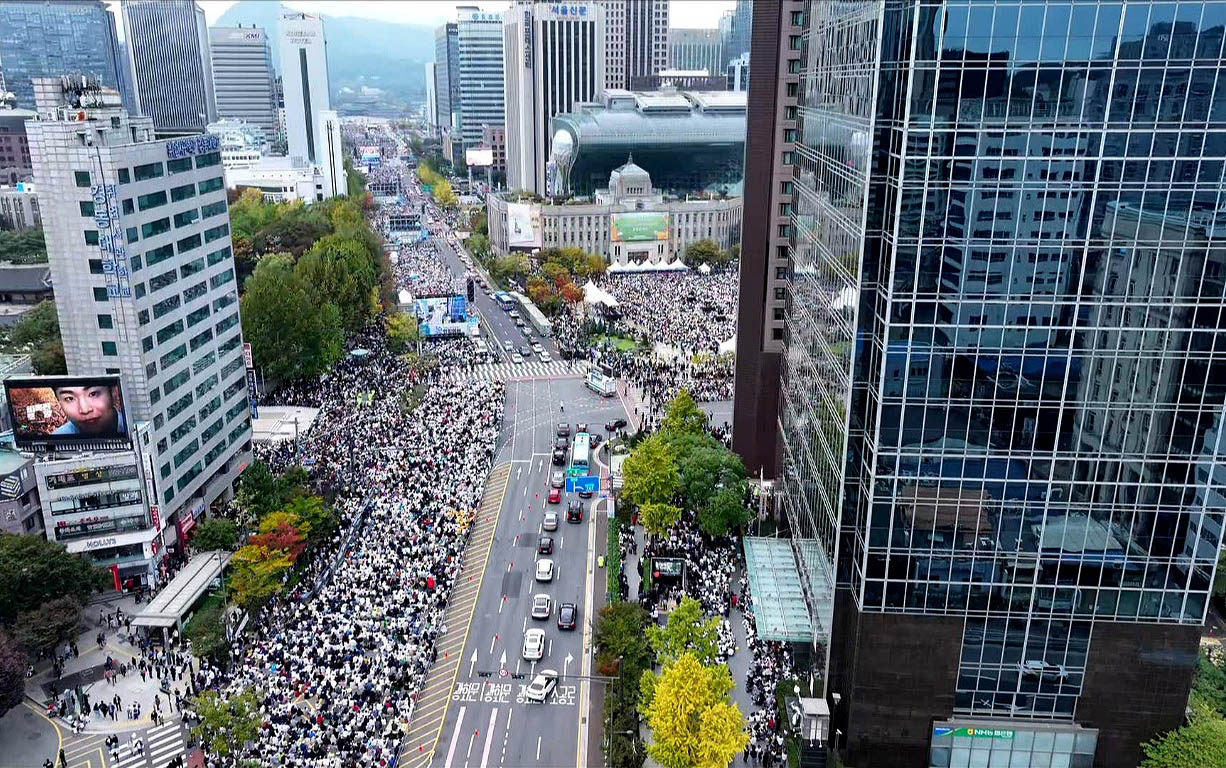 ▲서울시청 앞 광장 및 인근 지역 드론 사진. ⓒ주최측