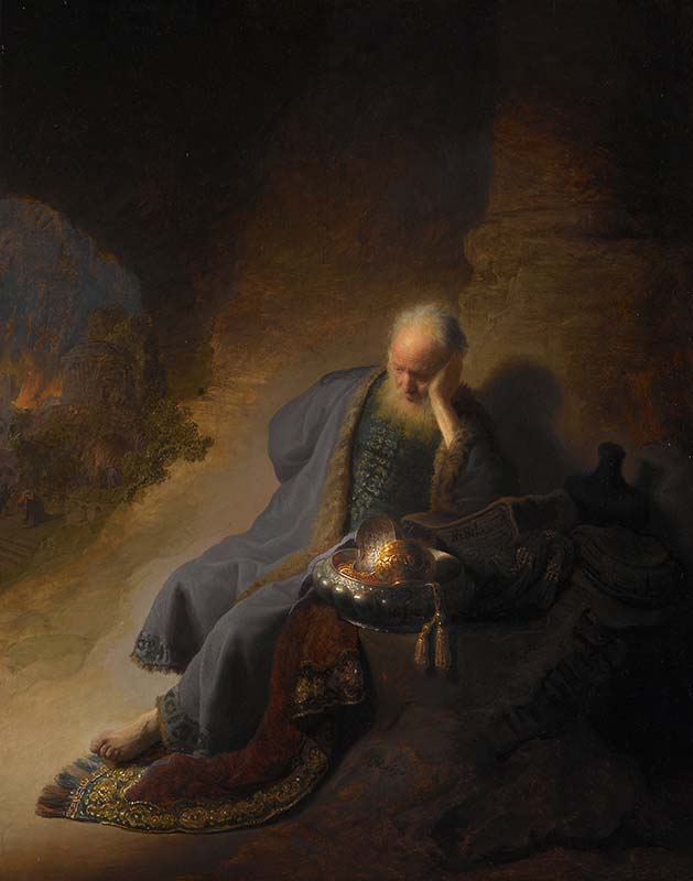▲네덜란드 화가 렘브란트 반 레인(Rembrandt van Rijn, 1606&ndash;1669)의 &lsquo;예루살렘의 파괴를 슬퍼하는 예레미야(Jeremiah Lamenting the Destruction of Jerusalem, 1630)&rsquo;, 암스테르담 국립미술관. ⓒ위키