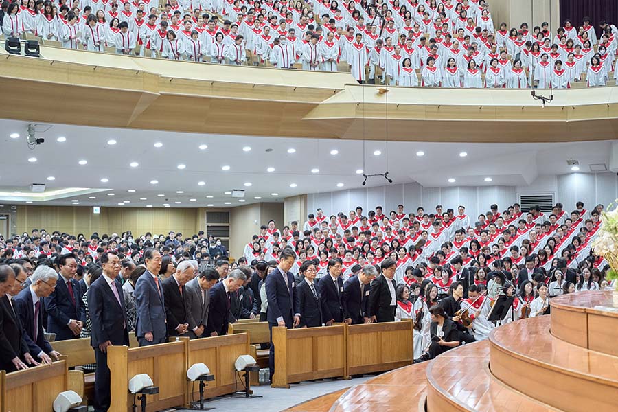 ▲부활절 예배가 진행되고 있다. ⓒ명성교회