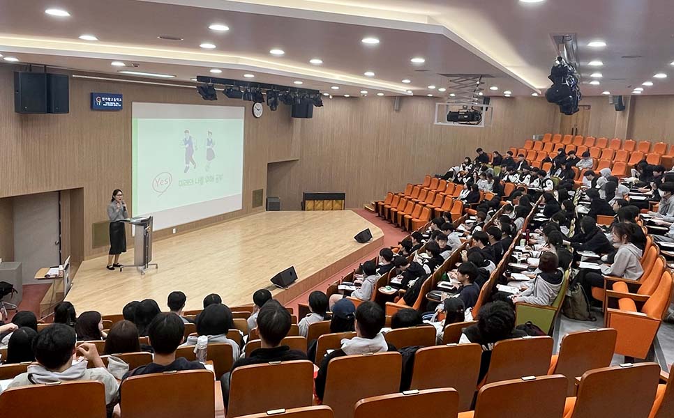 ▲한가람고등학교 생명사랑 나눔운동 교육 현장. ⓒ운동본부
